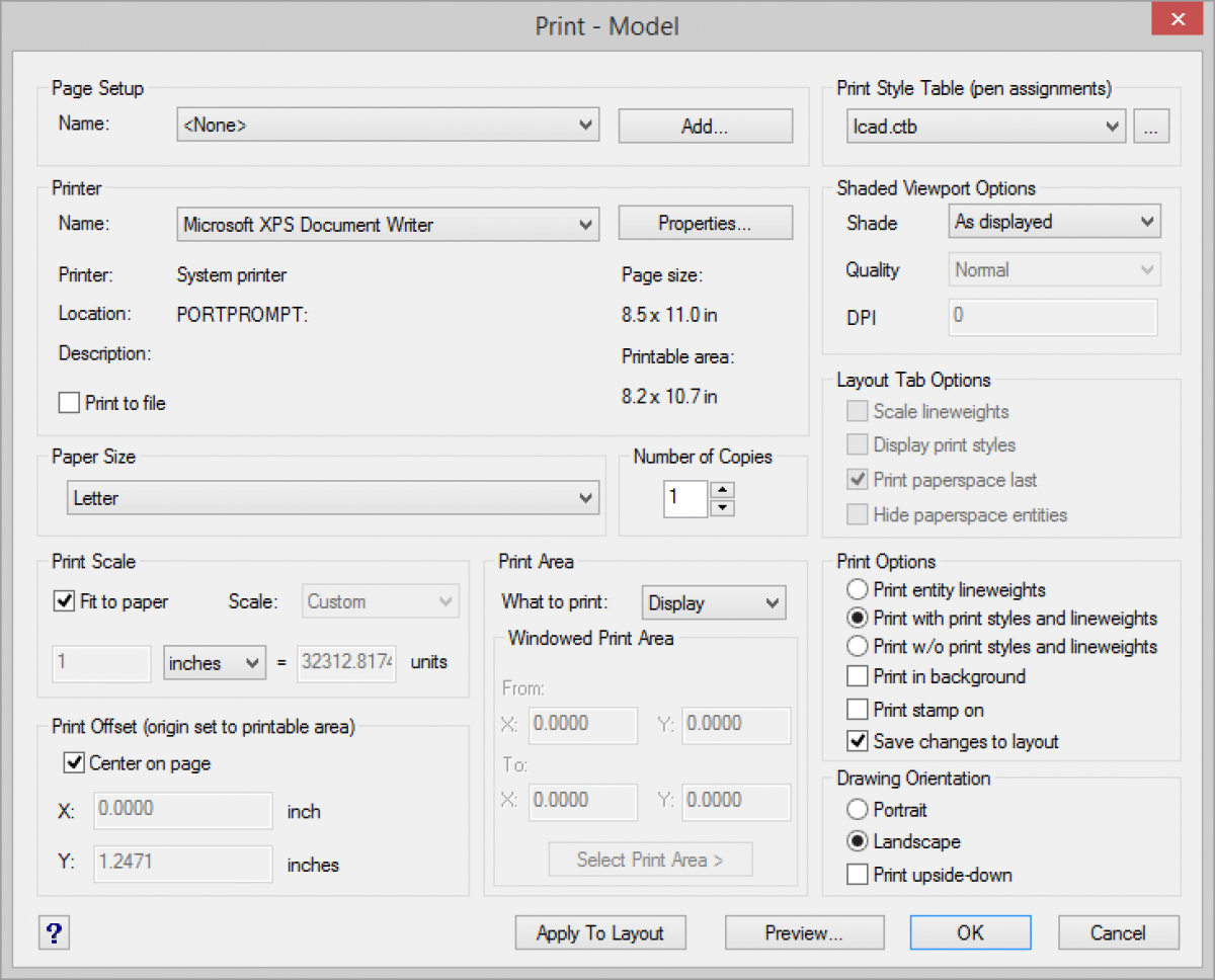IntelliCAD Configuración de impresión